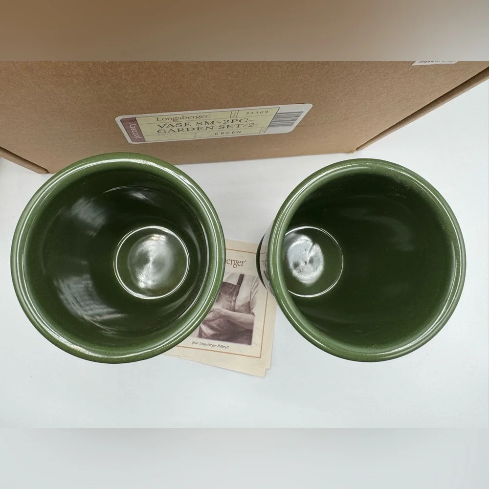 Longaberger | Garden Set 2 Sm Vases 💚Green💚